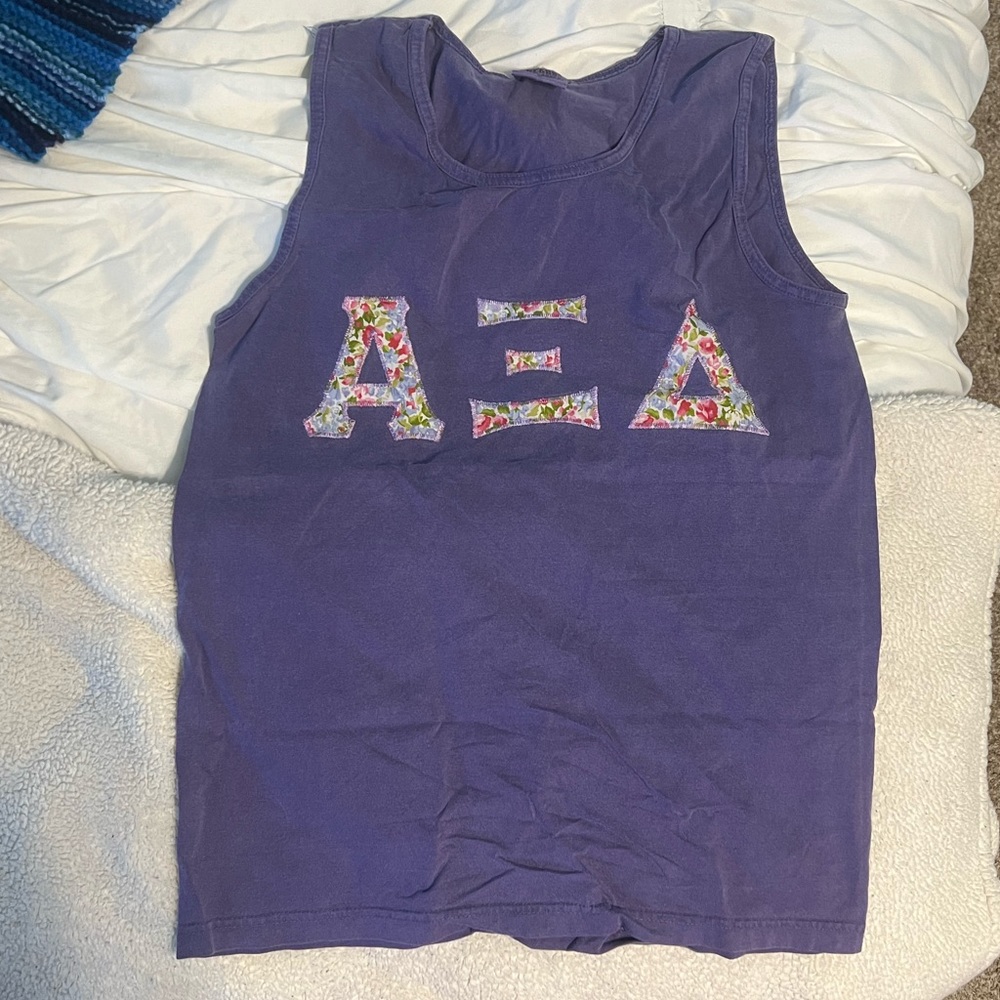 Alpha Xi Delta sewn on letter tank top